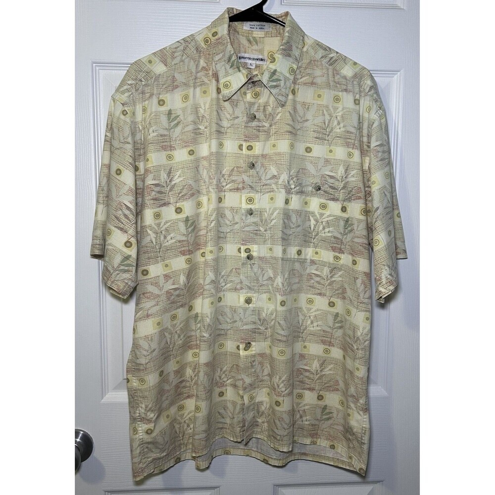 Pierre Cardin Vintage Men’s Short Sleeve Button Up Hawaiian Style Shirt SZ Large
